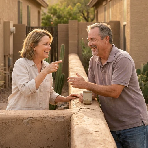Neighbors talking over a shared wall